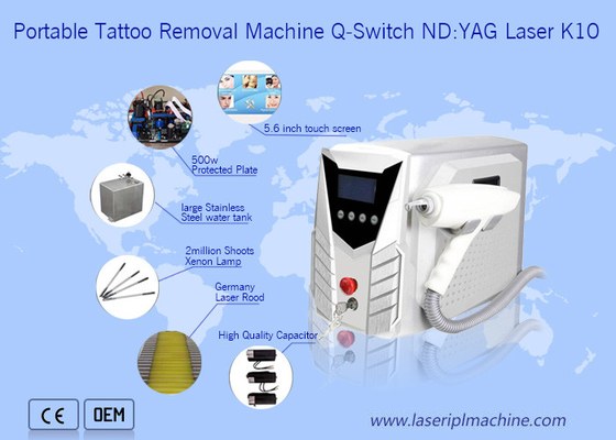 Portable Q - Switch Laser Tattoo Removal Machine Powerful 500-1000V