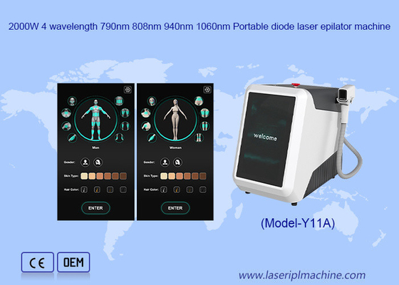 Portable 4 Wavelengths With Cooling System Diode Laser Hair Removal Machine