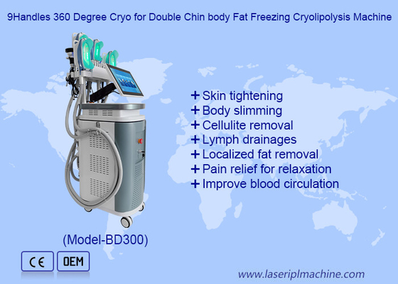 9Handles 360 Degree Cryo for Double Chin body Fat Freezing Cryolipolysis Machine