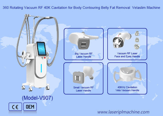 360 Rotating Vacuum RF 40K Cavitation for Body Contouring Belly Fat Removal  Velaslim Machine