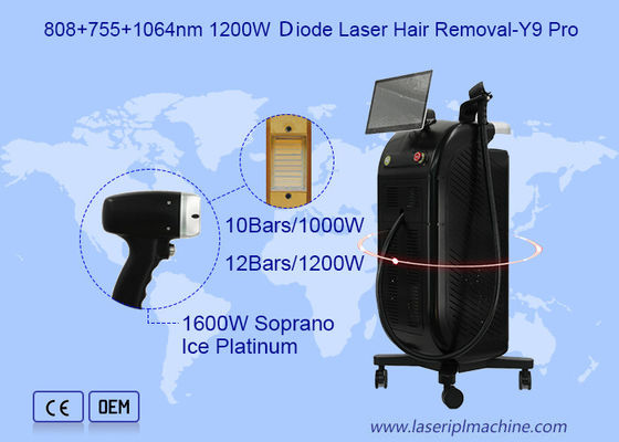 Single Handle 3 Wavelength 808 755 1064nm 1200W Diode Laser Hair Removal Y9 Pro