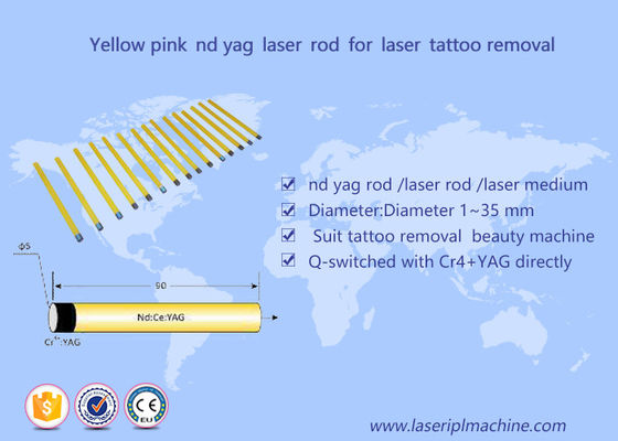 Good price Medical Nd Yag Laser Tattoo Removal Machine Rod Yellow Pink Crystal 5*85mm online
